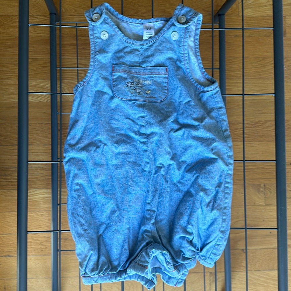 Baby gap sleeveless onesie lined size 6 to 12 months blue farm animals